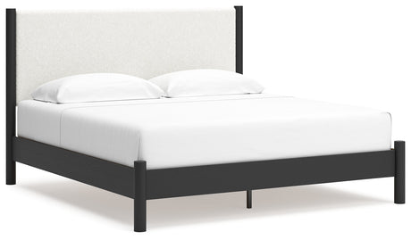 Cadmori Black/White King Upholstered Panel Bed - Ornate Home