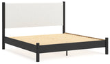 Cadmori Black/White King Upholstered Panel Bed - Ornate Home