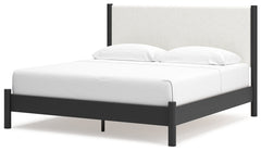 Cadmori Black/White King Upholstered Panel Bed - Ornate Home