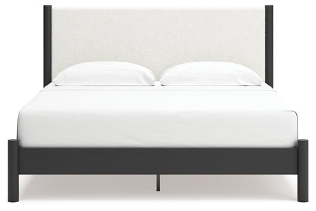 Cadmori Black/White King Upholstered Panel Bed - Ornate Home