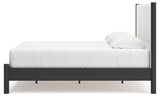 Cadmori Black/White King Upholstered Panel Bed - Ornate Home