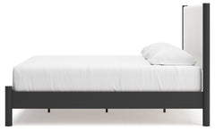 Cadmori Black/White King Upholstered Panel Bed - Ornate Home