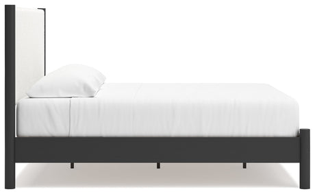 Cadmori Black/White King Upholstered Panel Bed - Ornate Home