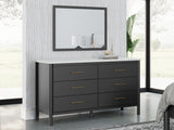 Cadmori Black/White Queen Panel Bedroom Set with Dresser, Mirror and Nightstand - Ornate Home