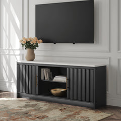 Cadmori Black/White XL TV Stand w/Fireplace Option - Ornate Home