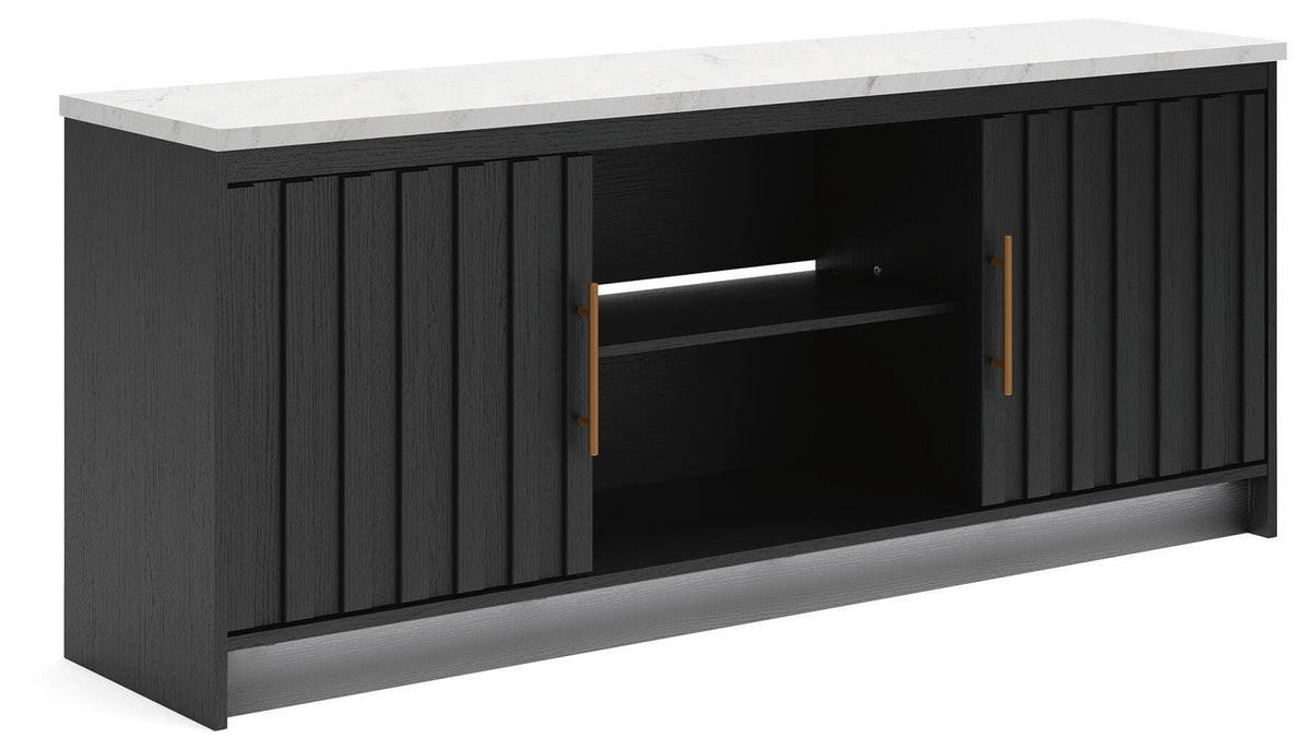 Cadmori Black/White XL TV Stand w/Fireplace Option - Ornate Home