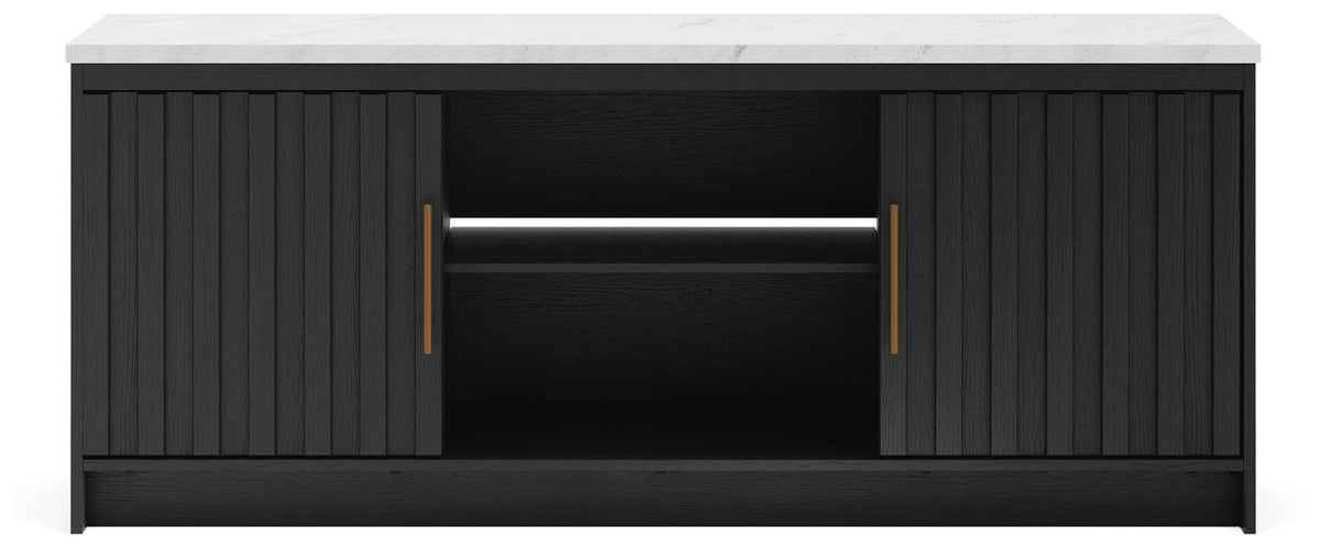 Cadmori Black/White XL TV Stand w/Fireplace Option - Ornate Home