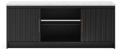 Cadmori Black/White XL TV Stand w/Fireplace Option - Ornate Home