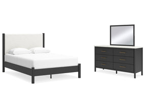 Cadmori Queen Upholstered Panel Bedroom Set with Dresser and Mirror - Ornate Home