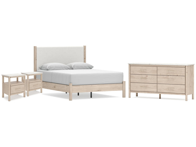 Cadmori Tan Queen Panel Bedroom Set with Dresser and 2 Nightstands - Ornate Home