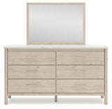 Cadmori Two-tone Full Upholstered Panel Bed, Dresser and Mirror (Online Special Price) - Ornate Home