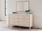 Cadmori Two-tone Full Upholstered Panel Bed, Dresser and Mirror (Online Special Price) - Ornate Home