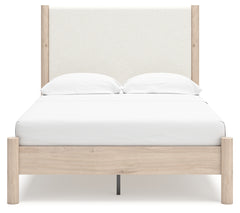 Cadmori Two-tone Full Upholstered Panel Bed, Dresser and Mirror - Ornate Home