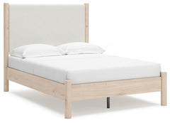 Cadmori Two-tone Full Upholstered Panel Bed, Dresser and Mirror - Ornate Home