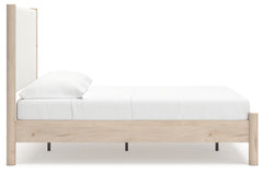 Cadmori Two-tone Full Upholstered Panel Bed, Dresser and Mirror - Ornate Home