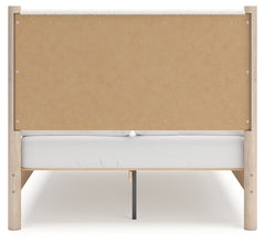 Cadmori Two-tone Full Upholstered Panel Bed, Dresser and Mirror - Ornate Home