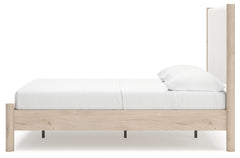 Cadmori Two-tone Full Upholstered Panel Bed, Dresser and Mirror - Ornate Home