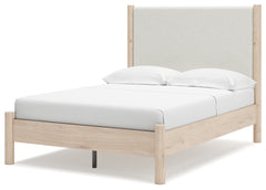 Cadmori Two-tone Full Upholstered Panel Bed, Dresser and Mirror - Ornate Home