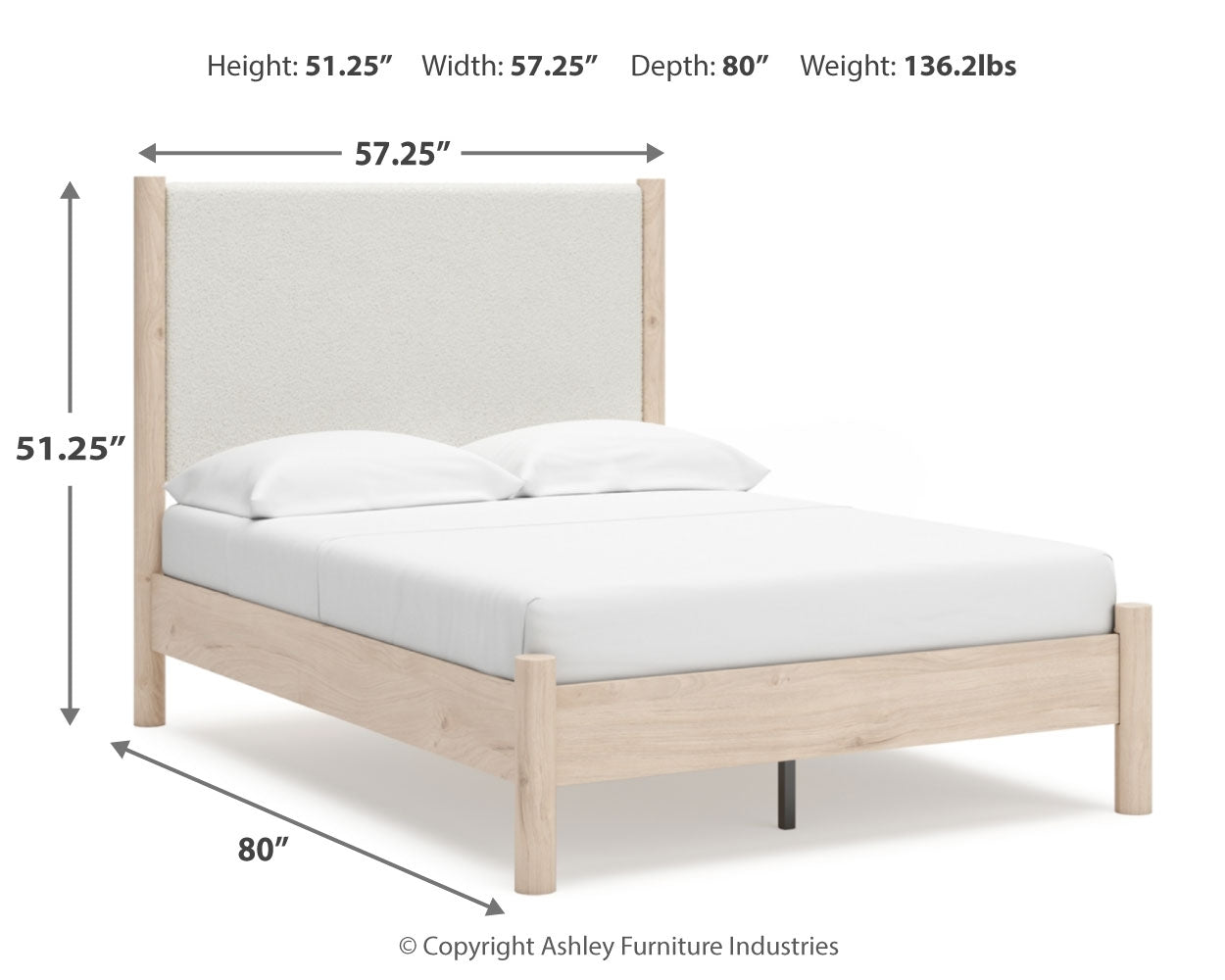 Cadmori Two-tone Full Upholstered Panel Bed, Dresser and Mirror - Ornate Home