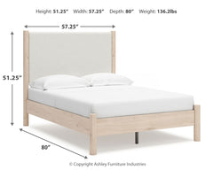 Cadmori Two-tone Full Upholstered Panel Bed, Dresser and Mirror - Ornate Home