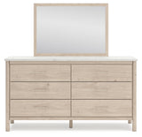 Cadmori Two-tone King Upholstered Panel Bed, Dresser, Mirror and Nightstand (Online Special Price) - Ornate Home