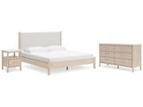 Cadmori Two-tone King Upholstered Panel Bed & Dresser & Nightstand (Online Special Price) - Ornate Home