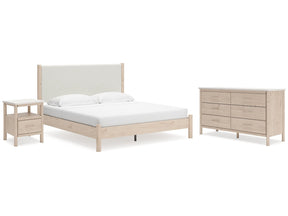 Cadmori Two-tone King Upholstered Panel Bed & Dresser & Nightstand (Online Special Price) - Ornate Home