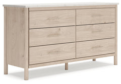 Cadmori Two-tone King Upholstered Panel Bed & Dresser & Nightstand - Ornate Home