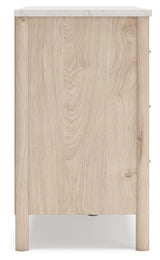 Cadmori Two-tone King Upholstered Panel Bed & Dresser & Nightstand - Ornate Home