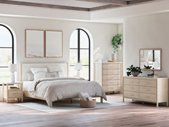 Cadmori Two-tone King Upholstered Panel Bed - Ornate Home