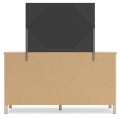 Cadmori Two-tone Queen Upholstered Panel Bed & Dresser & Mirror - Ornate Home