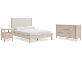 Cadmori Two-tone Queen Upholstered Panel Bed & Dresser & Nightstand - Ornate Home