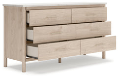 Cadmori Two-tone Queen Upholstered Panel Bed & Dresser & Nightstand - Ornate Home