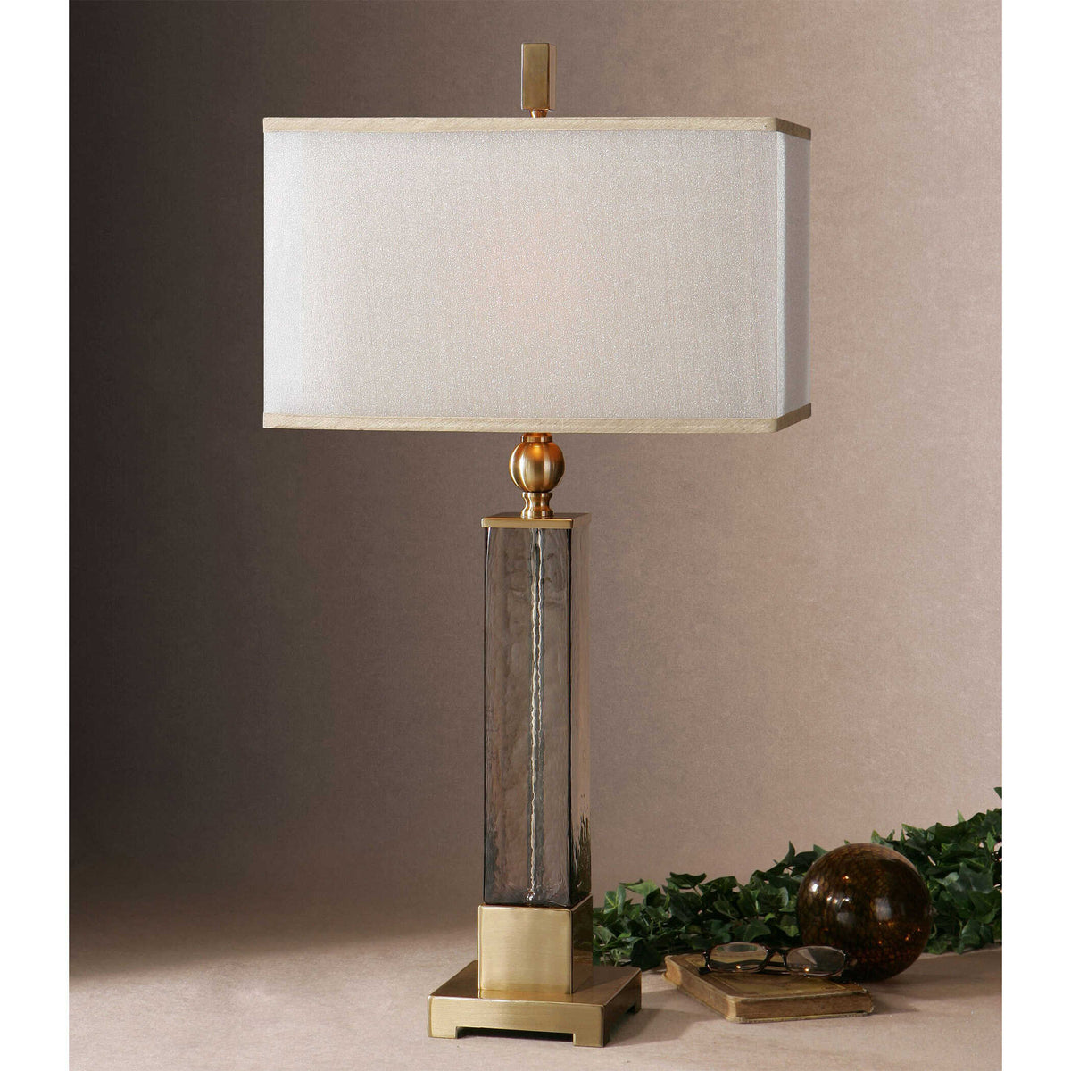 Caecilia Amber Glass Table Lamp - Ornate Home