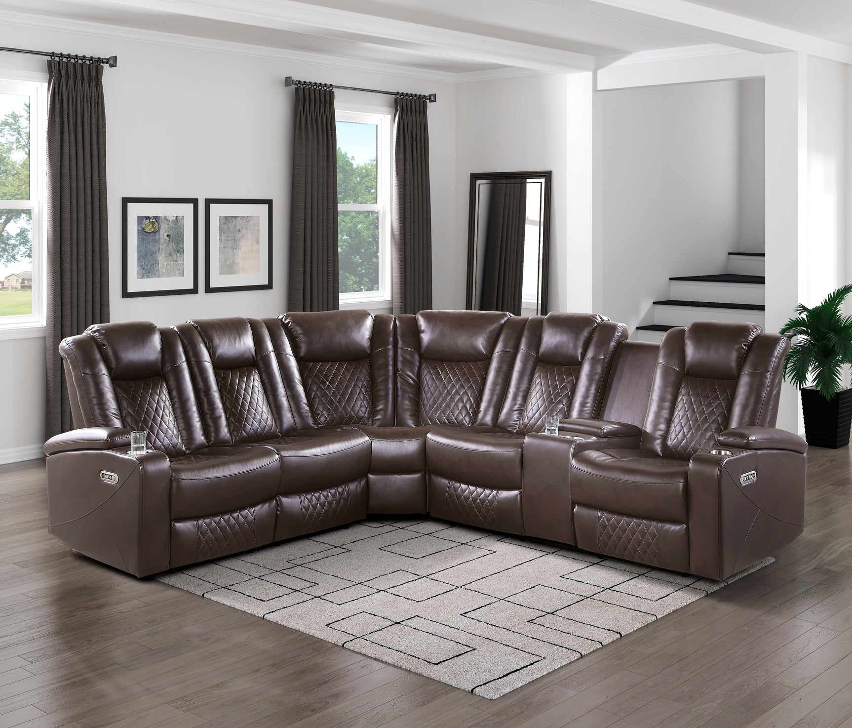 Caelan Brown 3-Piece Power Reclining Sectionals - Ornate Home
