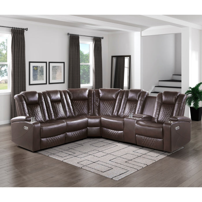 Caelan Brown 3-Piece Power Reclining Sectionals - Ornate Home
