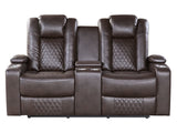 Caelan Brown Power Double Reclining Loveseat - Ornate Home