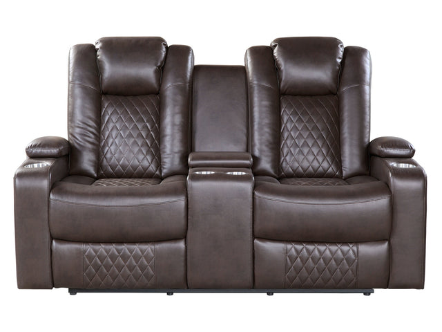 Caelan Brown Power Double Reclining Loveseat - Ornate Home
