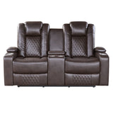 Caelan Brown Power Double Reclining Loveseat - Ornate Home