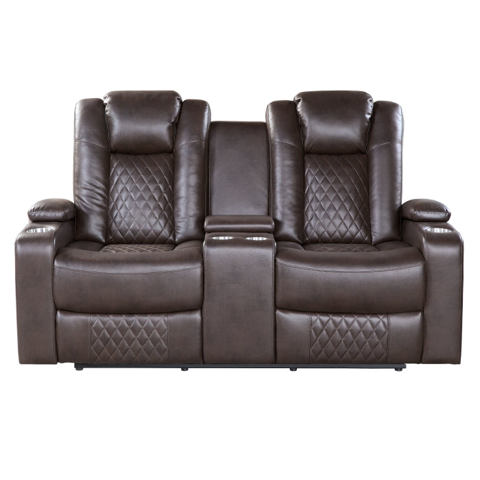 Caelan Brown Power Double Reclining Loveseat - Ornate Home
