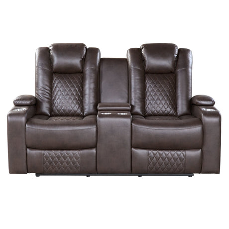 Caelan Brown Power Double Reclining Loveseat - Ornate Home