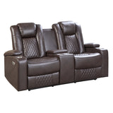 Caelan Brown Power Double Reclining Loveseat - Ornate Home