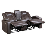 Caelan Brown Power Double Reclining Loveseat - Ornate Home