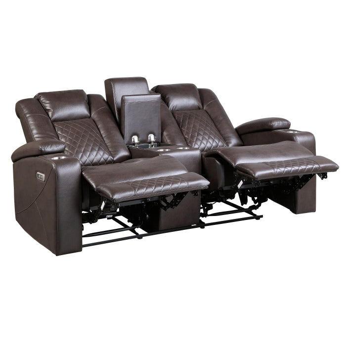 Caelan Brown Power Double Reclining Loveseat - Ornate Home