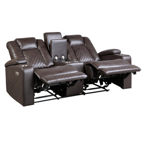 Caelan Brown Power Double Reclining Loveseat - Ornate Home
