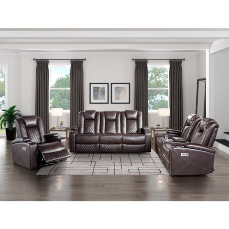 Caelan Brown Power Double Reclining Loveseat - Ornate Home
