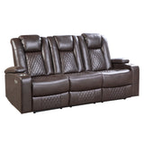 Caelan Brown Power Double Reclining Sofa - Ornate Home