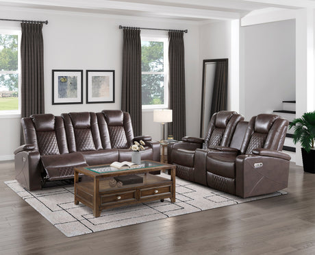 Caelan Brown Power Double Reclining Sofa - Ornate Home
