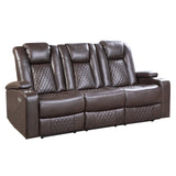Caelan Brown Power Double Reclining Sofa - Ornate Home