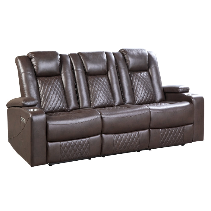 Caelan Brown Power Double Reclining Sofa - Ornate Home